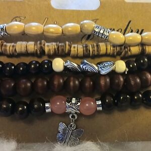 Bohemian Beaded Bracelet Set with Butterfly Charm